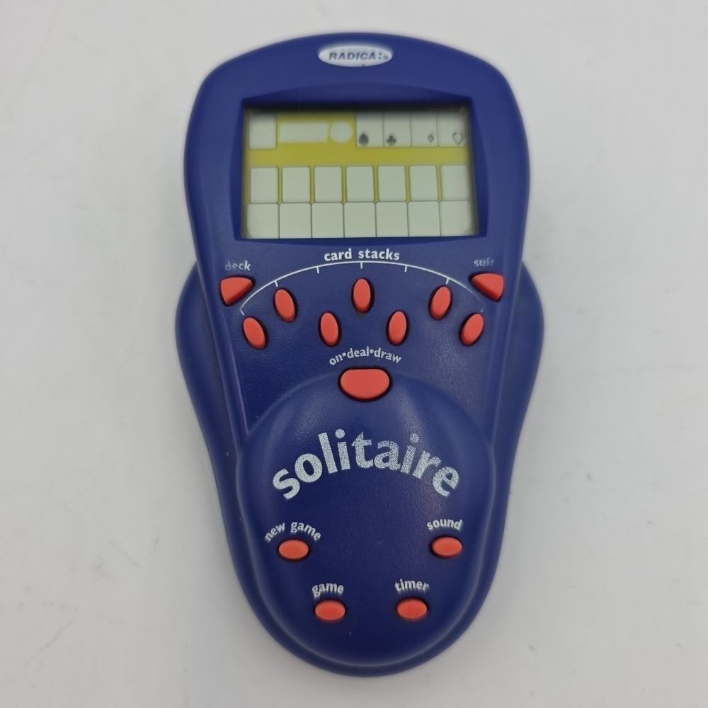 Vtg 2000 Radica Solitaire Hand Held Game WORKS Tested Blue. Read
